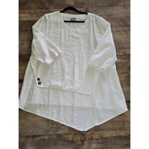 NICHE Nilgun Derman $148 Solid White Scoop Neck Lagenlook Top Size 1X 3Q…